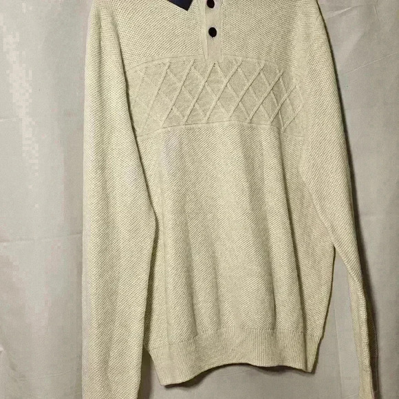 Chaps Mens Cream Knit Sweater 100% Cotton NWT Size Large - Picture 3 of 8